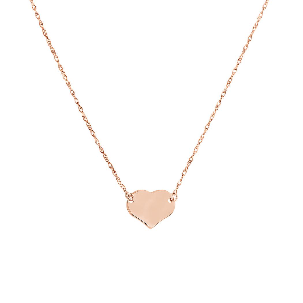 Colar ajustável com pingente de coração em ouro rosa 14k, 45 cm (18 polegadas), para mulheres.