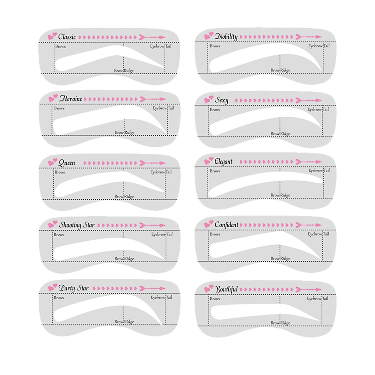 5 x 10Pcs Eyebrow Stencils Precisely Position Attach Tightly Cost-saving One Step Eyebrow  Template 