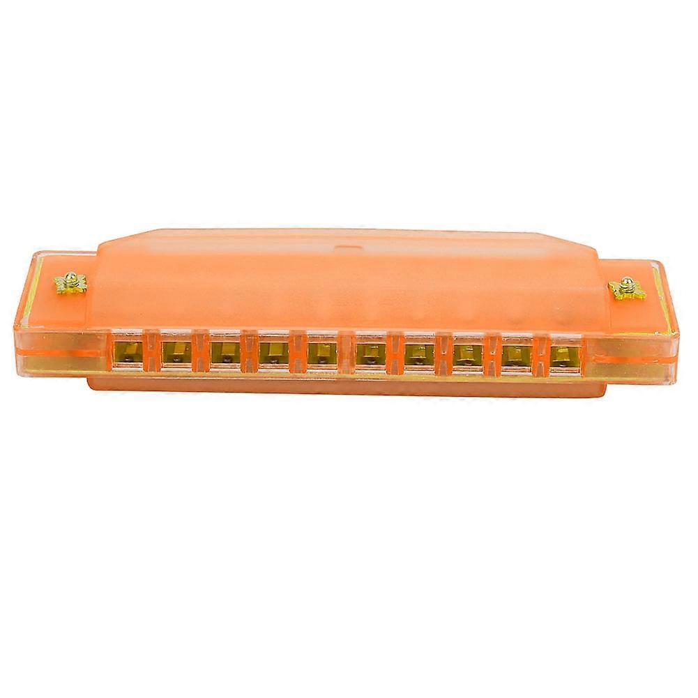 High Quality Durable 10 Holes 20 Tones Plastic Translucent Harmonica Gift for Kids(Orange)