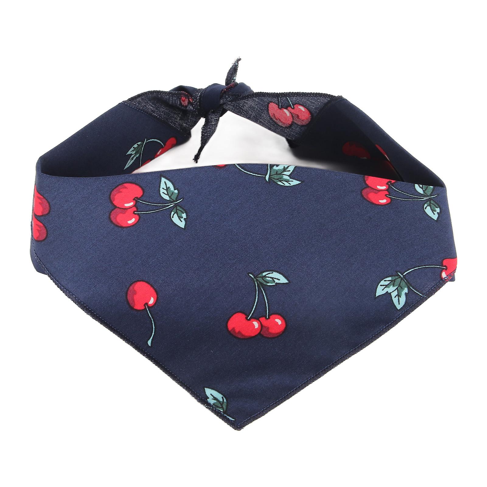 Soft Cotton Pet Bib Scarf Triangular Cherry Print L for Pets