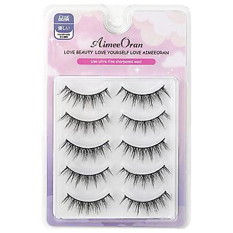 5 Pairs Self-adhesive False Eyelashes Not Scattering 3d Effect Wearable Eyelashes For Dating Wedding Stage Makeup