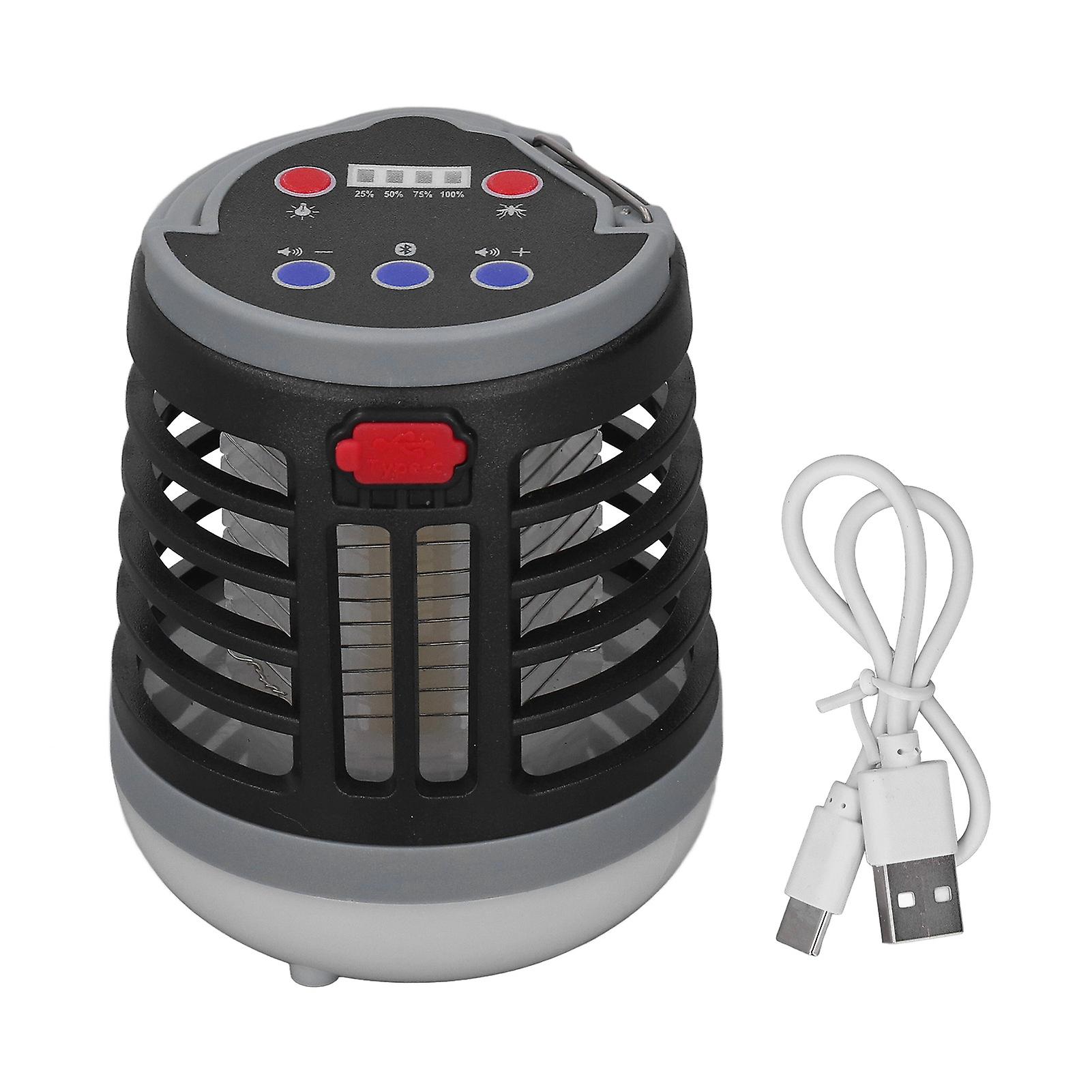 Black USB-Rechargeable Camping Lantern with Flashlight and Tent Light for Mosquito Control