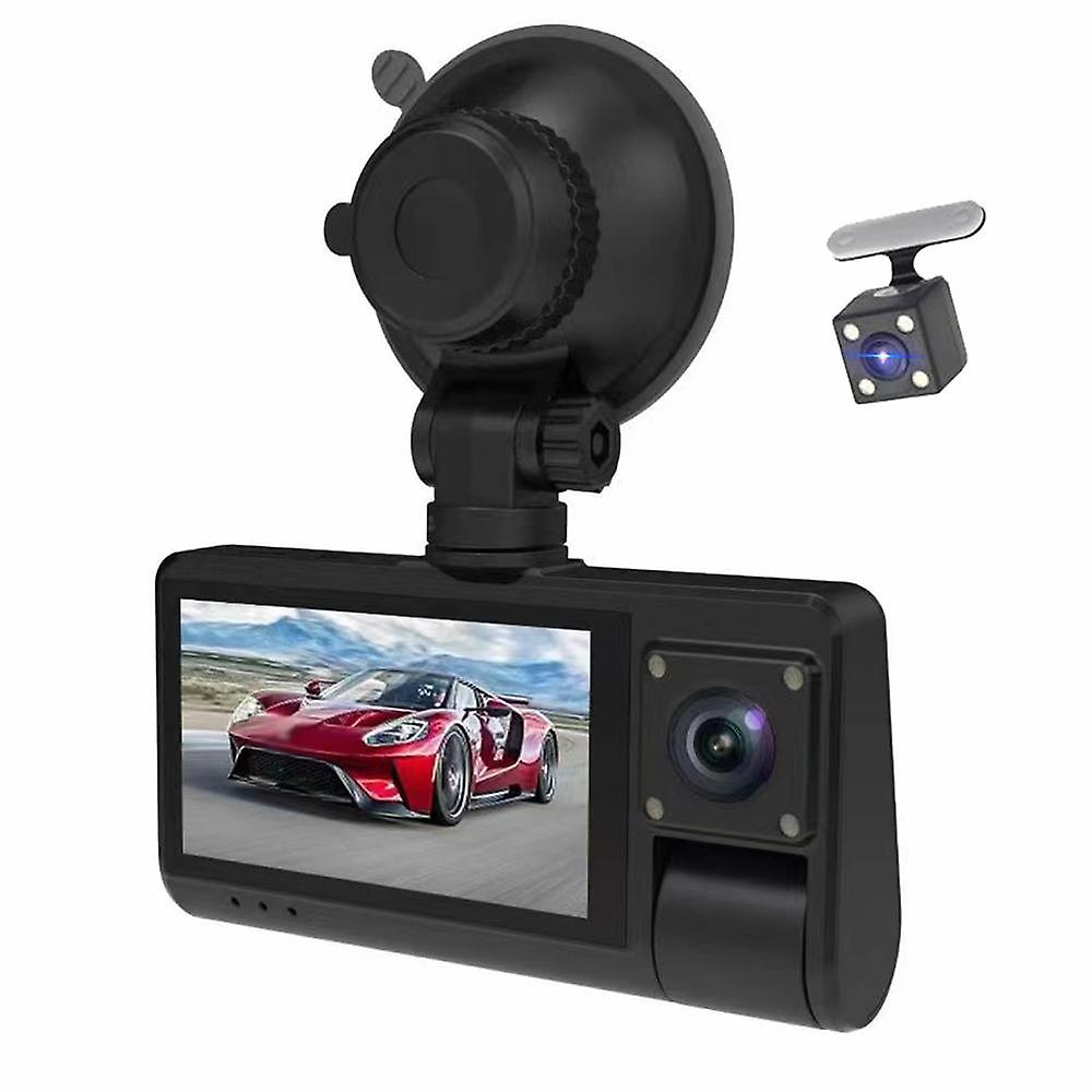 3 Cameras Dash Cam Touched Screen Clear Car Rearview Mirror Car Video Recording Camcorder Wide