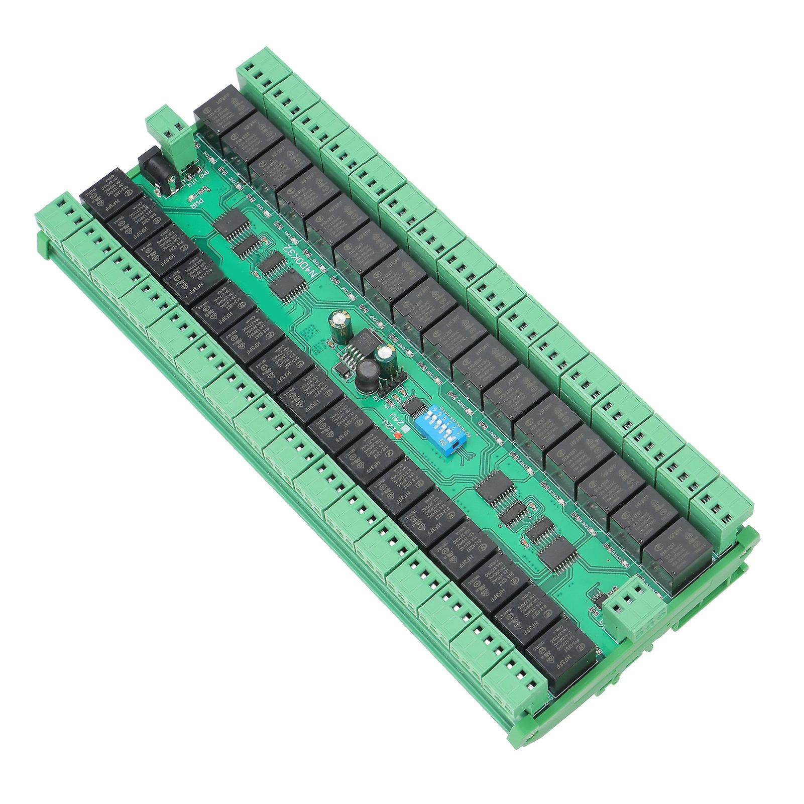 32 Channels RS485 Remote Control Expansion Board Relay Module, 12V DIN Rail PLC Controller