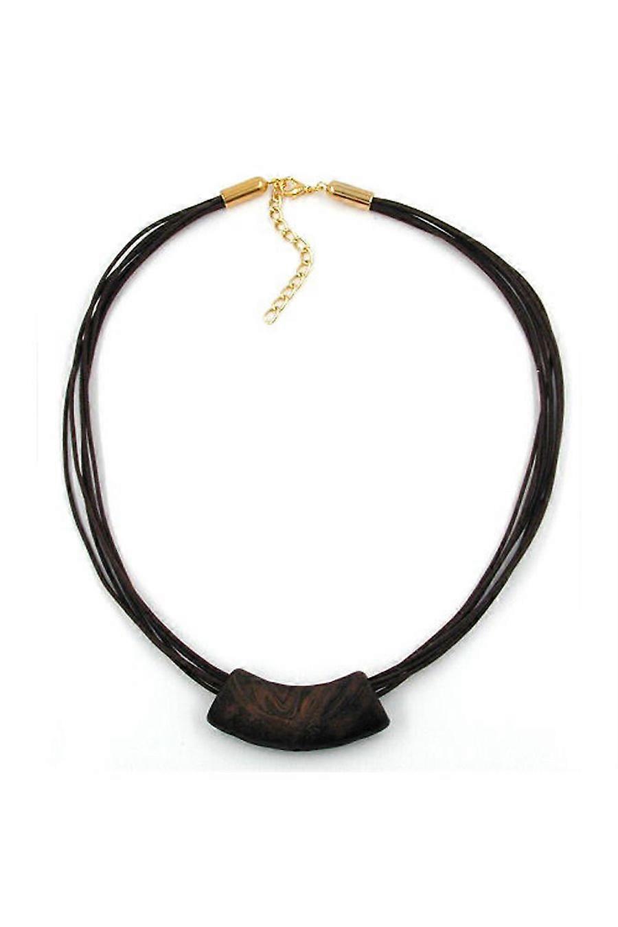 Necklace Tube Flat Curved Brown 50cm - Gl07366