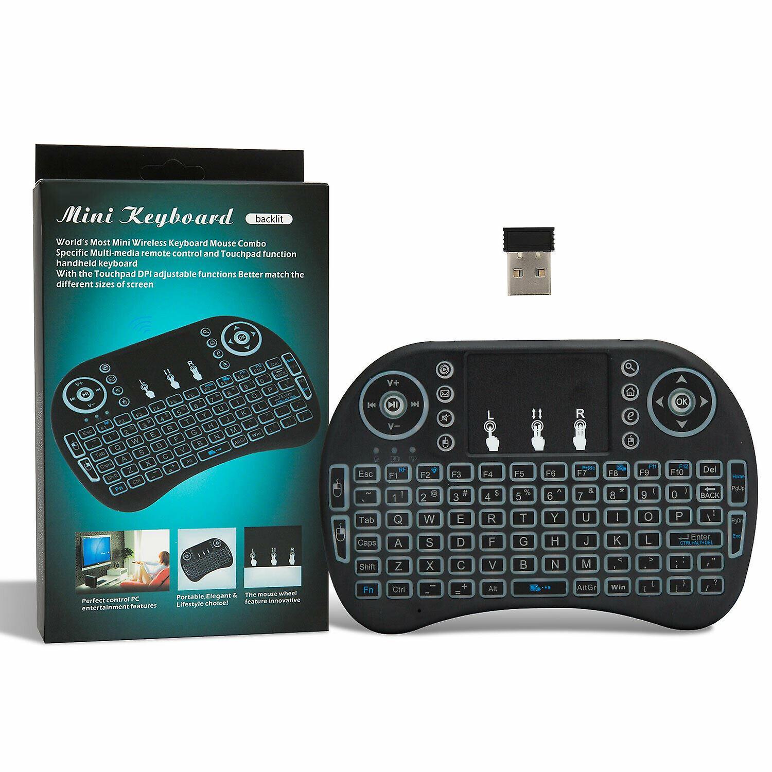 Aquarius Mini Wireless Portable Android Keyboard With Backlit LED & Mouse, Black