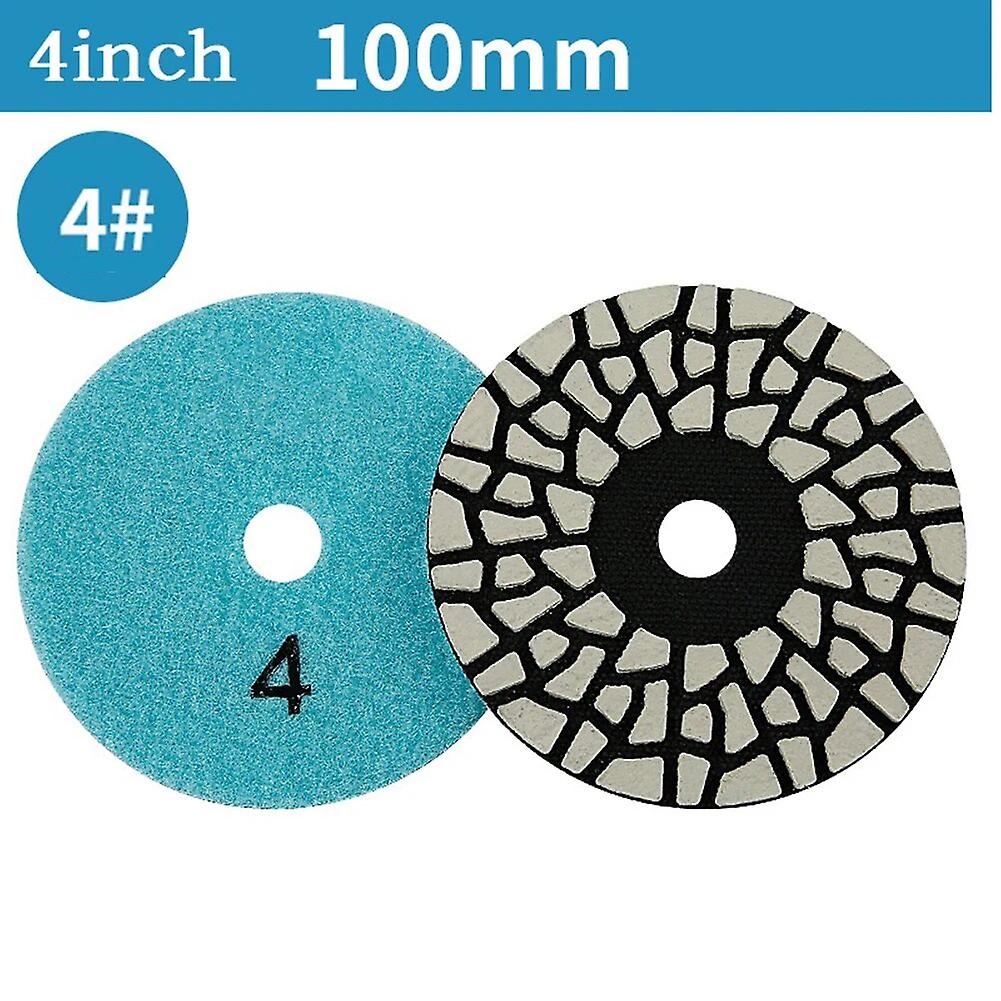 1pc 4 Steps Diamond Polishing Pads 4 Inch Dry Polishing Discs for Granite Marble Quartz Countertops with Grinding Disc~10630