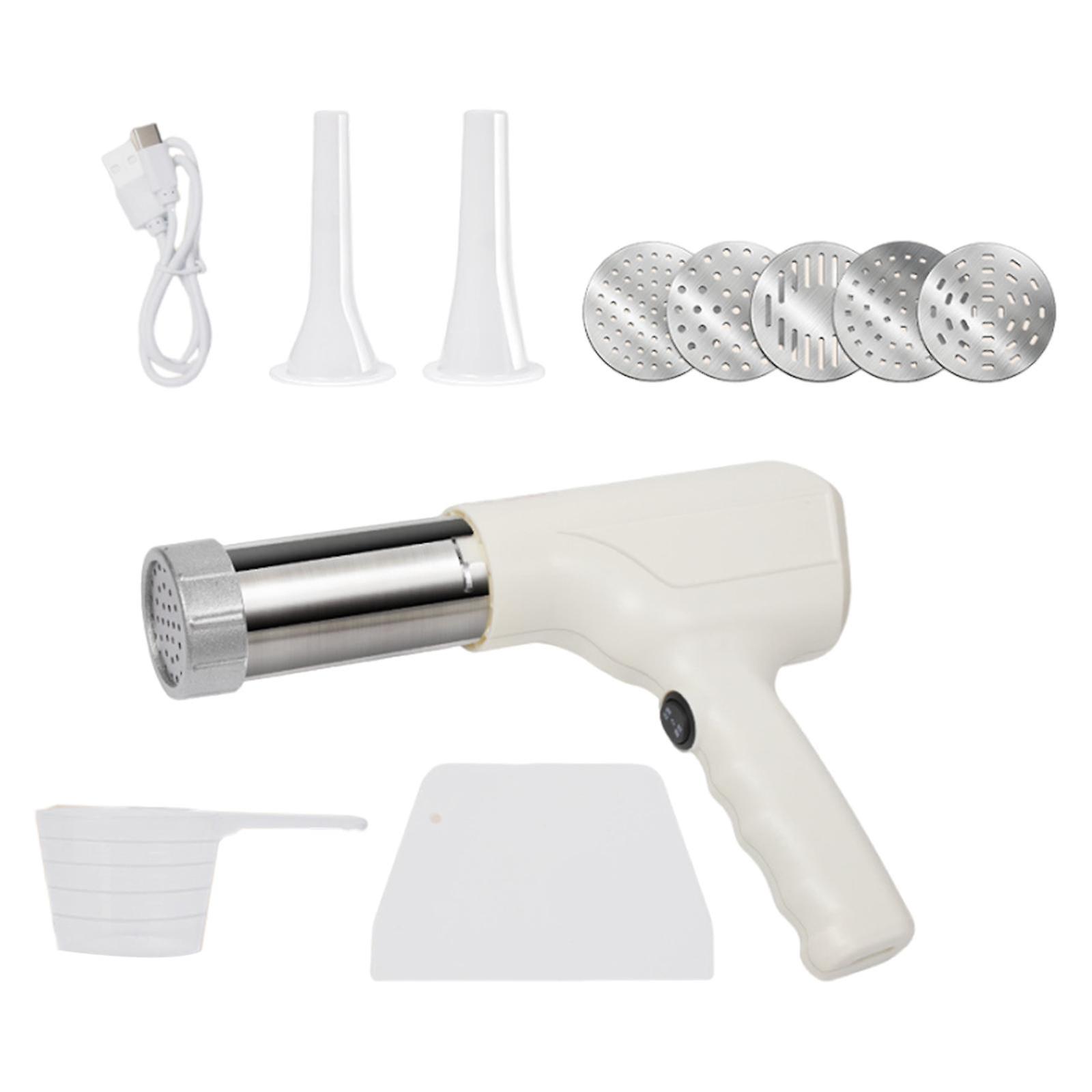 Electric Pasta Maker with 5 Shaping Discs Automatic Handheld Portable Noodle Press Machine Noodle Maker for Spaghetti