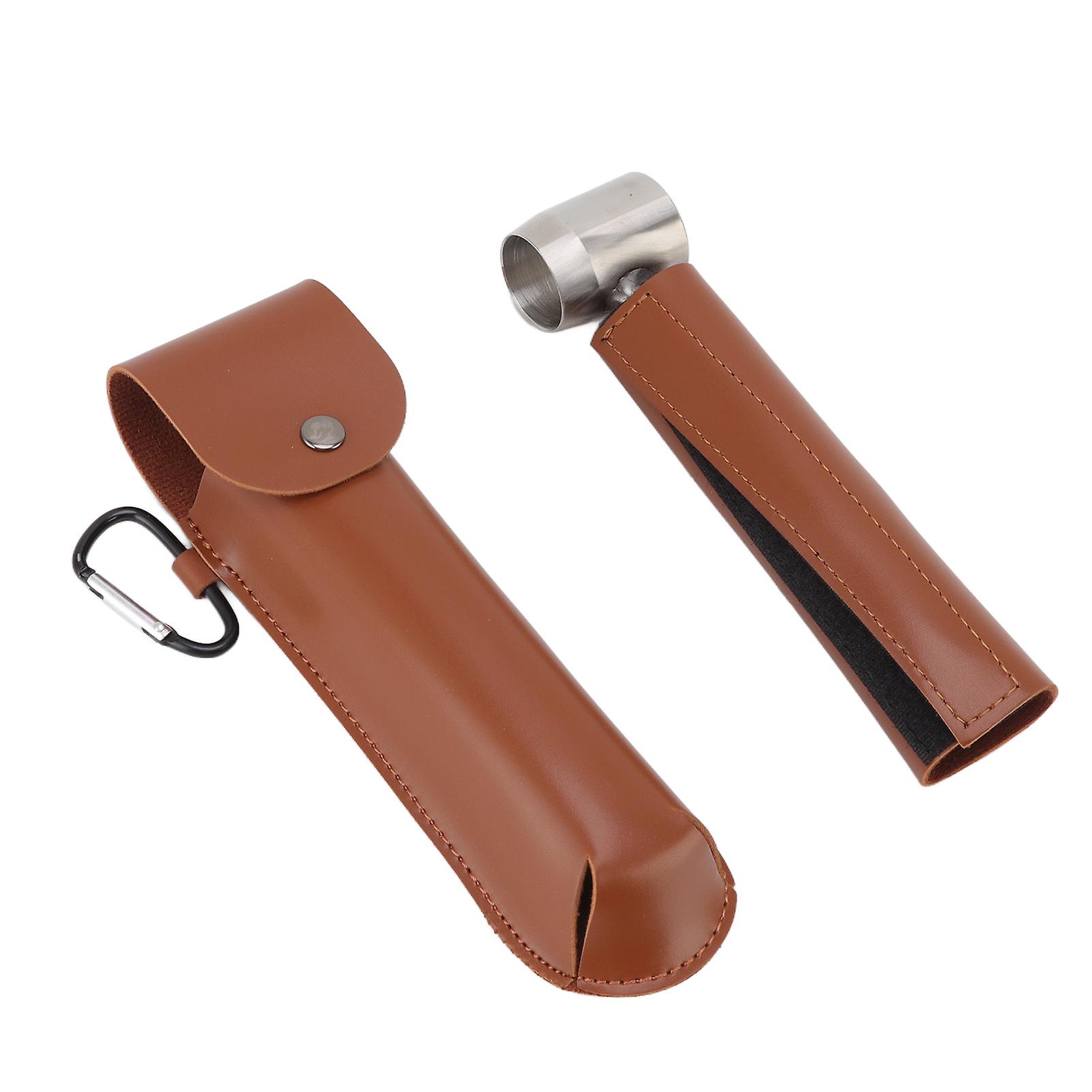Manual Wood Auger Wrench Hand Survival Auger Wrench Multifunctional Woodworking Punch Tools Brown PU Leather Case