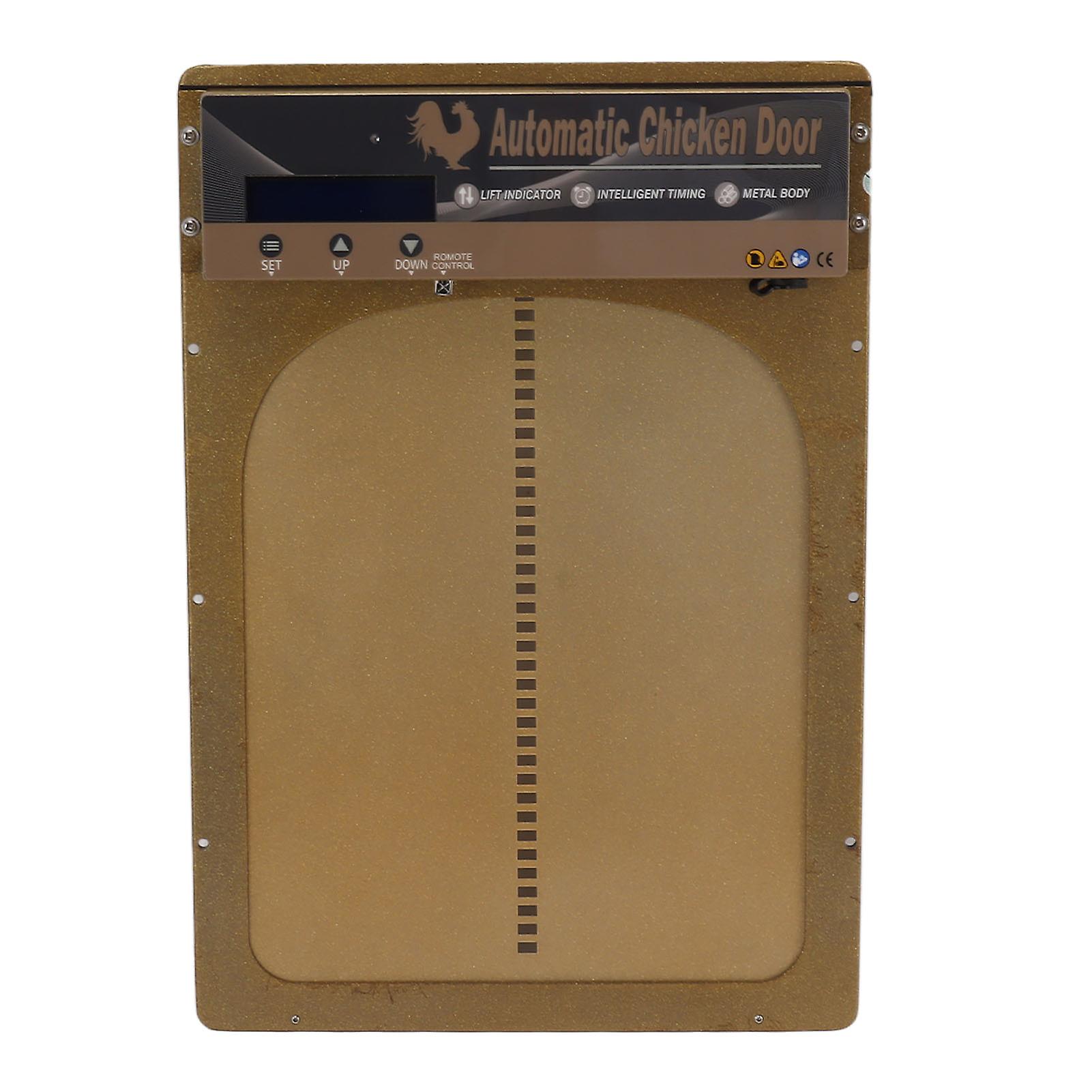 Solar Powered Automatic Chicken Coop Door 3 in 1 Automatic Chicken Coop Door Opener With Timer Light Sensor Remote Control Gold