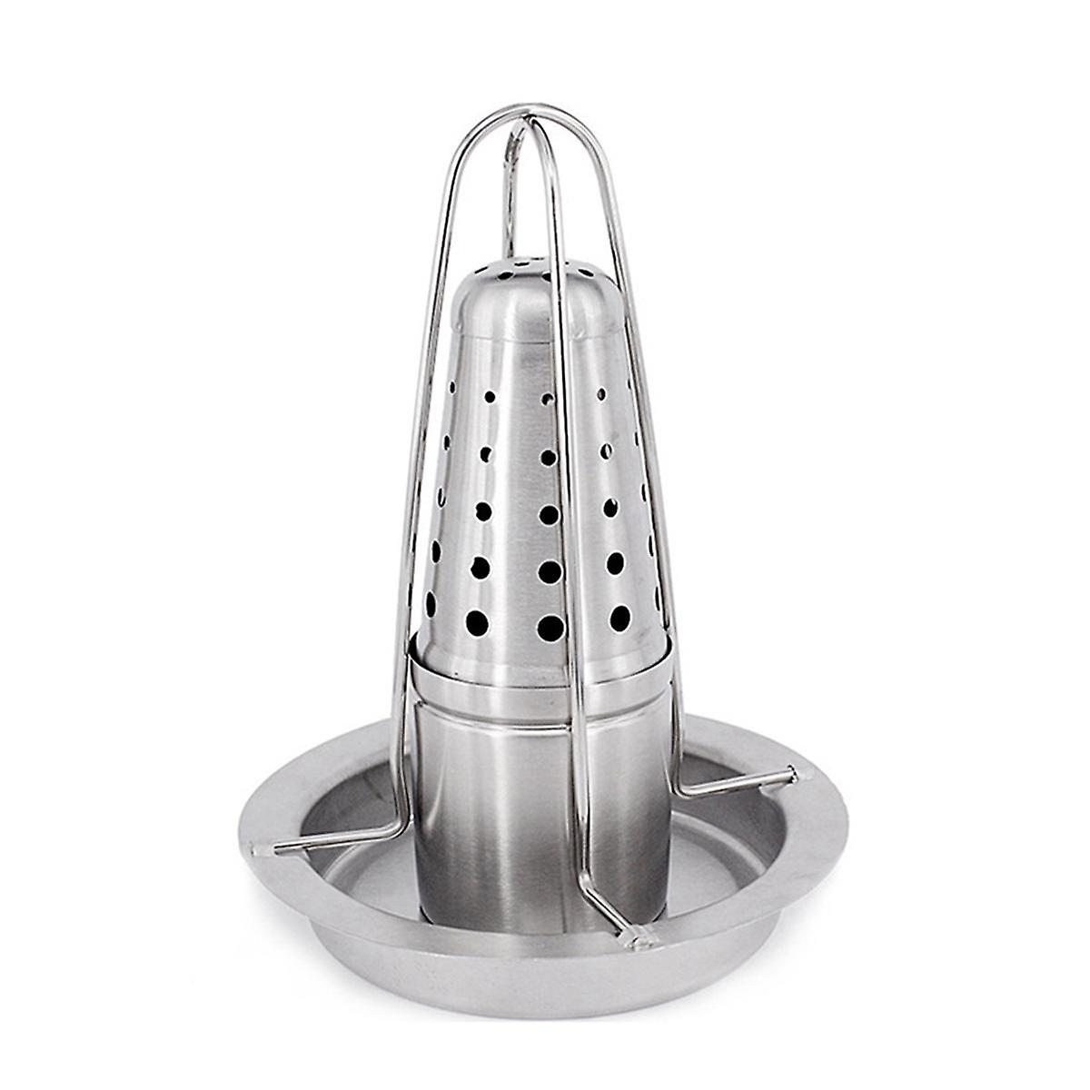 Chicken Roaster Stand Beer Can Vertical Chicken Holder with Drip Pan Upright Chicken Barbecue Rack for Grill