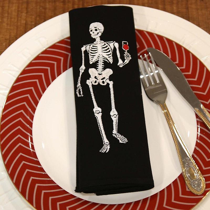 2 قطع هيكل عظمي منديل خدعة أو علاج سعيد عشية هالوين حزب عيد ميلاد مخيف صديق العائلة عشاء طاولة الديكور هدية مضيفة