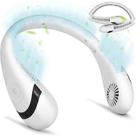 Ventola da collo portatile, ventola di raffreddamento personale portatile 360 3 velocità 5000 mAh batterie ricaricabili (bianco)-BISBISOUS