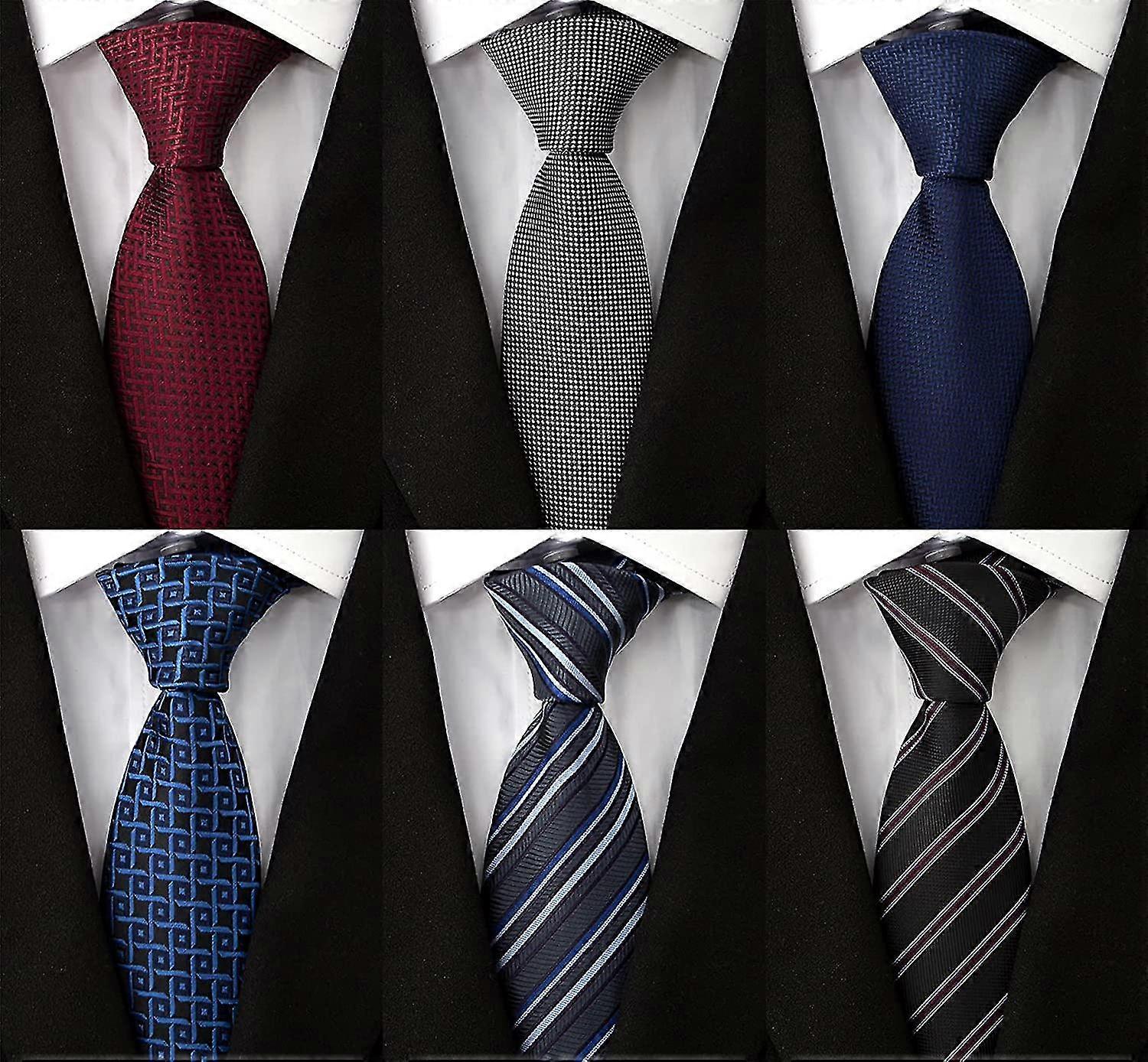 Cravates en soie classiques pour hommes - Ensemble de cravates en jacquard tissé (6 pièces)