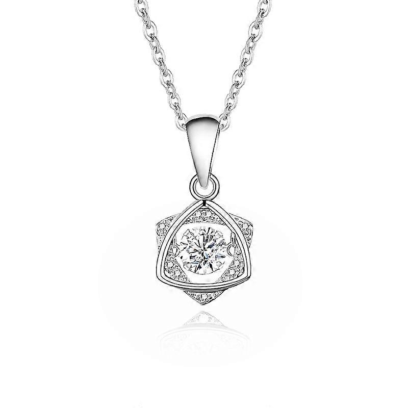 Necklace-DancingStar Moissanite-Elegant Glow-WhiteGold Charm
