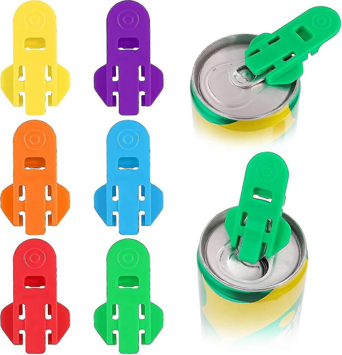6 Pieces Easy Can Opener Manual, Color Coded Soda Protector Can Opener Plastic Can Opener, Soda Beer Beverage Can Opener Label Can Opener Keeps Out Bu