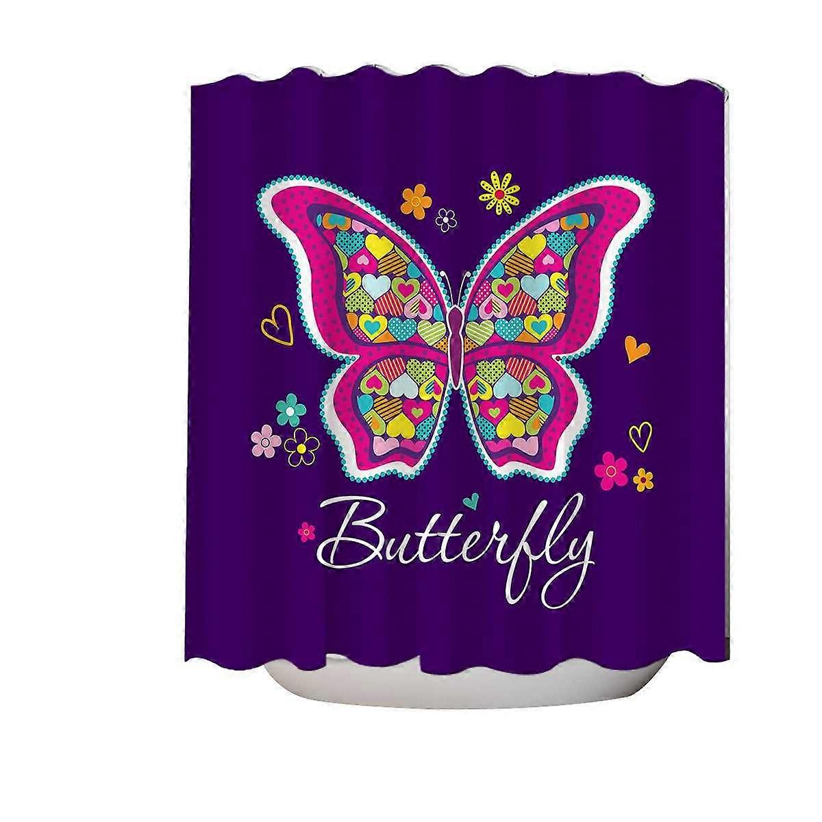 Heart Pattern Butterfly Shower Curtain
