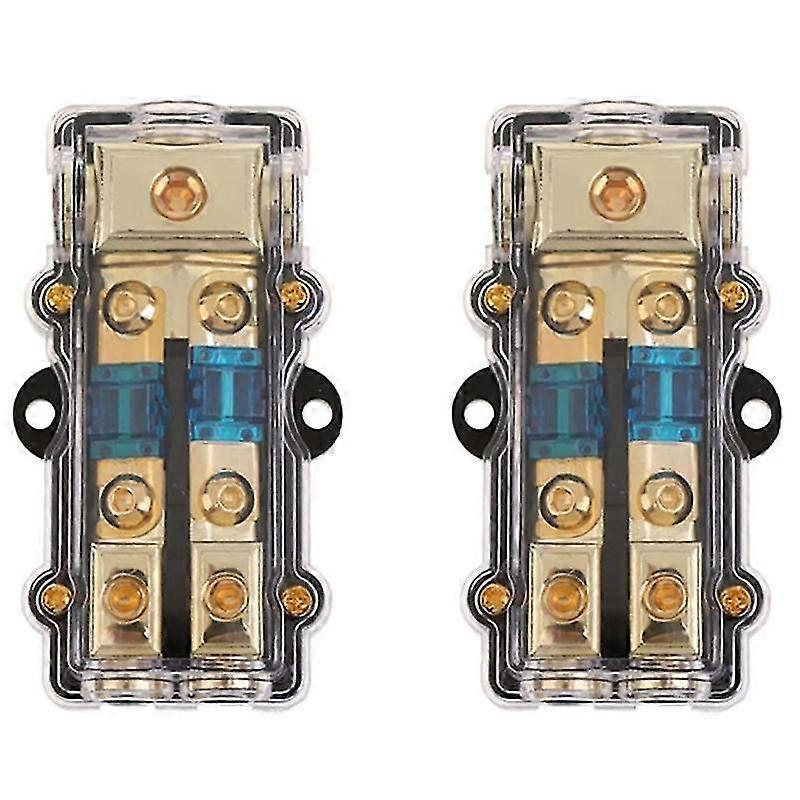 2x Power Distribution Block (2 Way) 4/8 Awg Gauge Fuse Holder Distribution Block 4 Gauge In To (2)