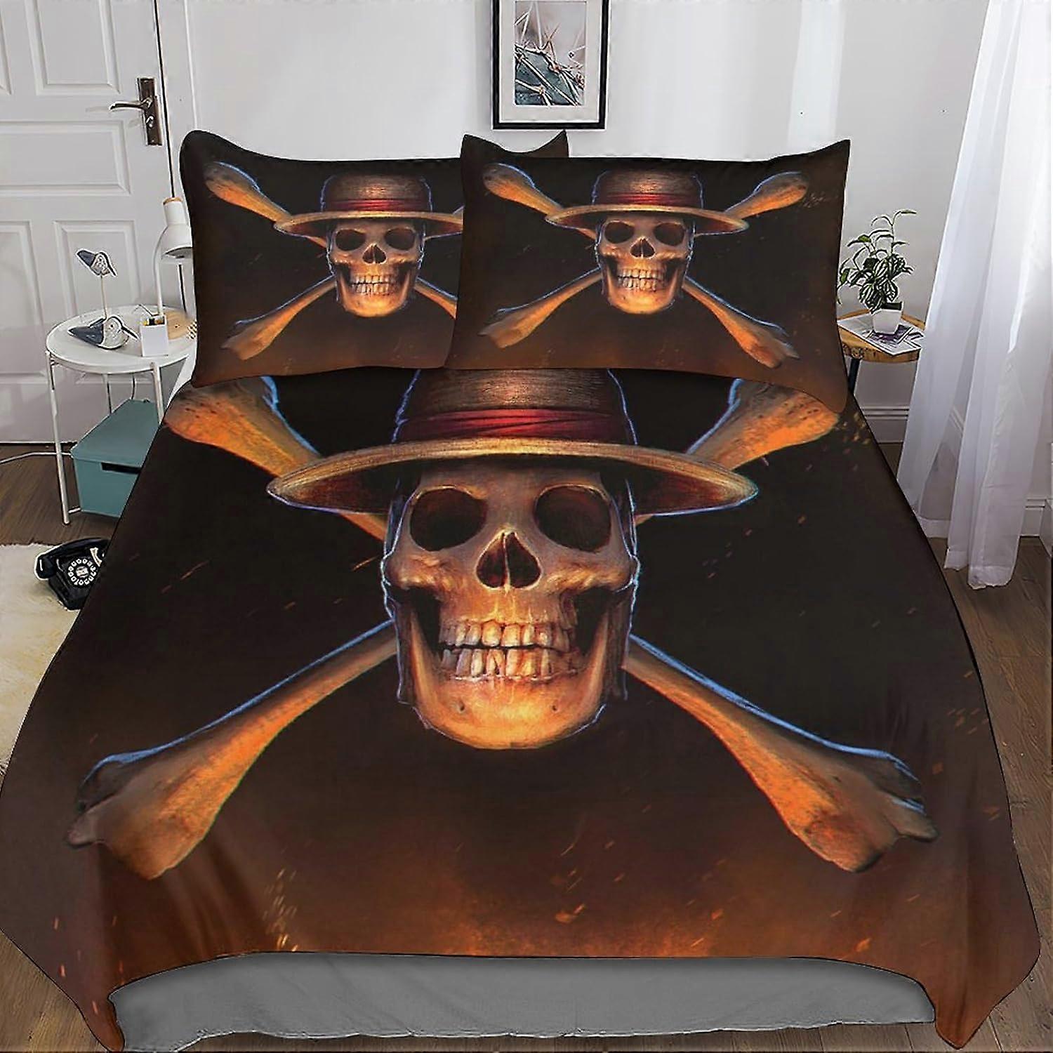 One Piece 3 Piece Bedding Set with 3D Flag Duvet Cover - Microfiber Bedding Set with Double Zipper Closure
