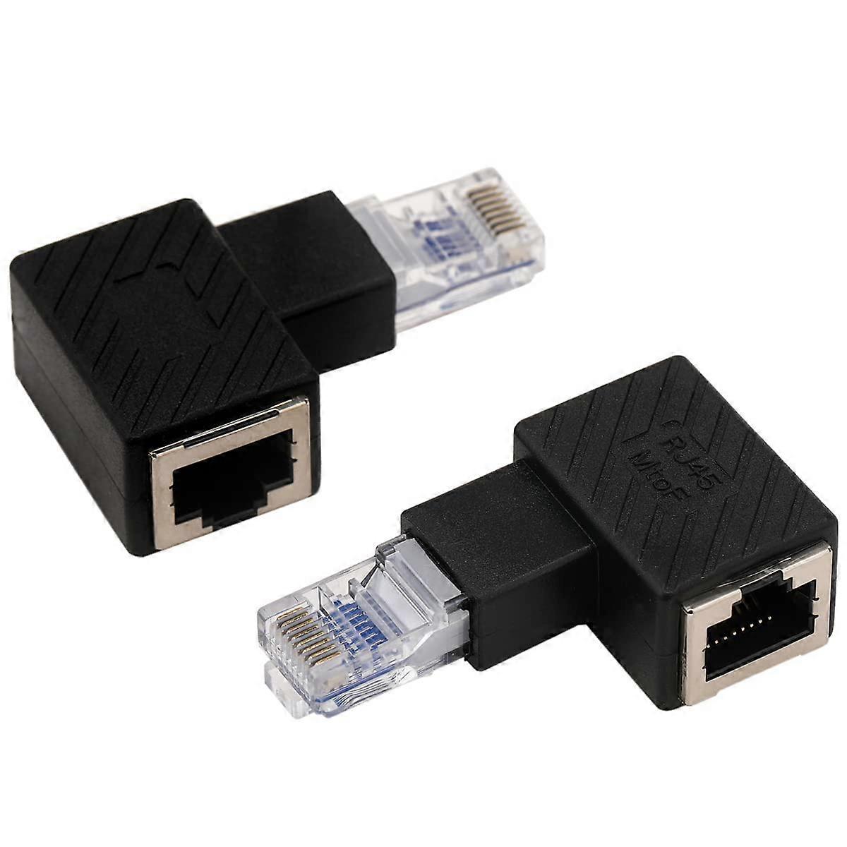 2-dielny 90-stupňový ethernetový adaptér, ľavý a pravý uhlový RJ45 LAN konektor, rozširujúci sieťový konektor samec na samicu, pre počítače, notebooky, trasu