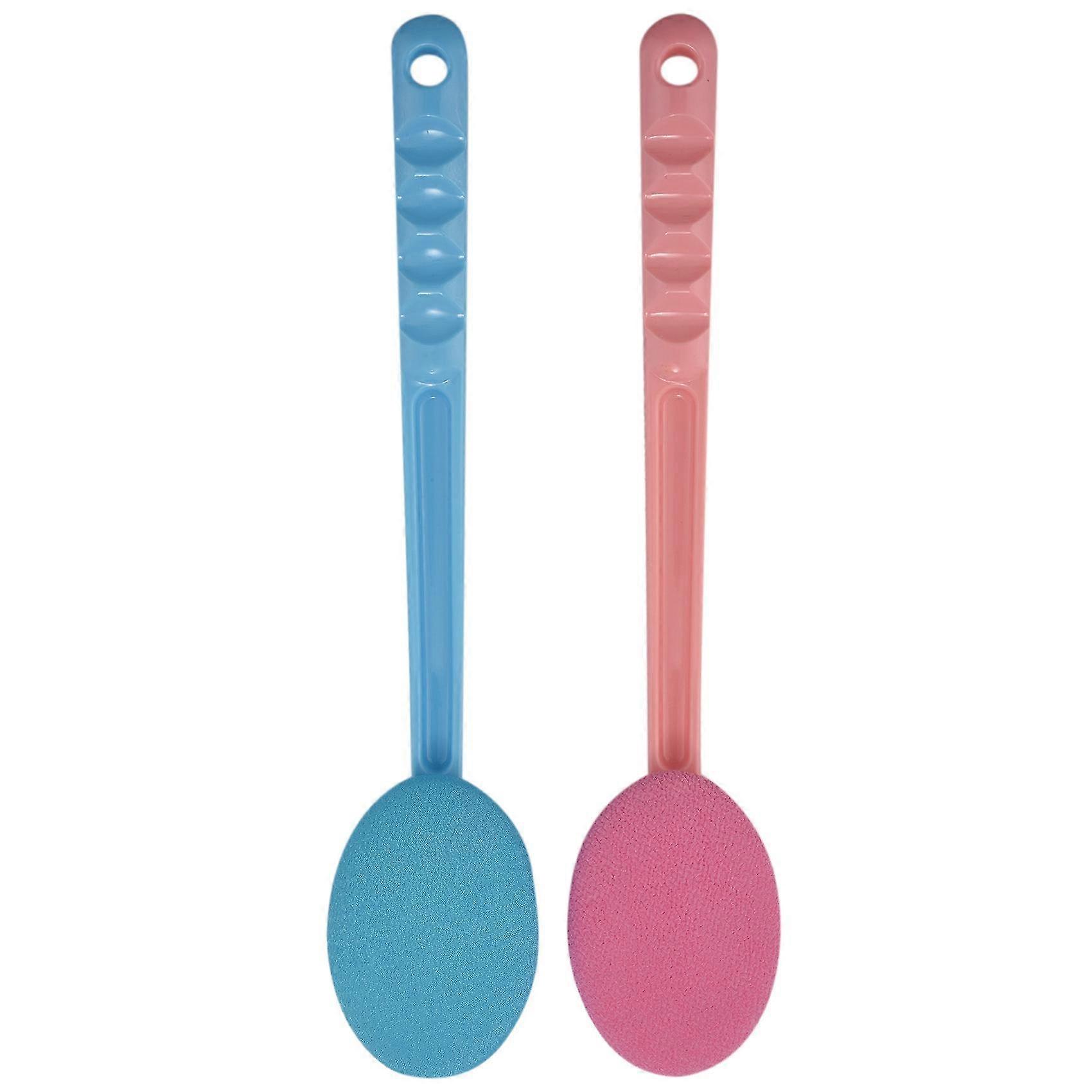 2 الوردي والأزرق الظهر ومدلك فرشاة حمام سهلة لوشن قضيب ، مقبض طويل جدا ، عظيم للجسم كاليفورنيا