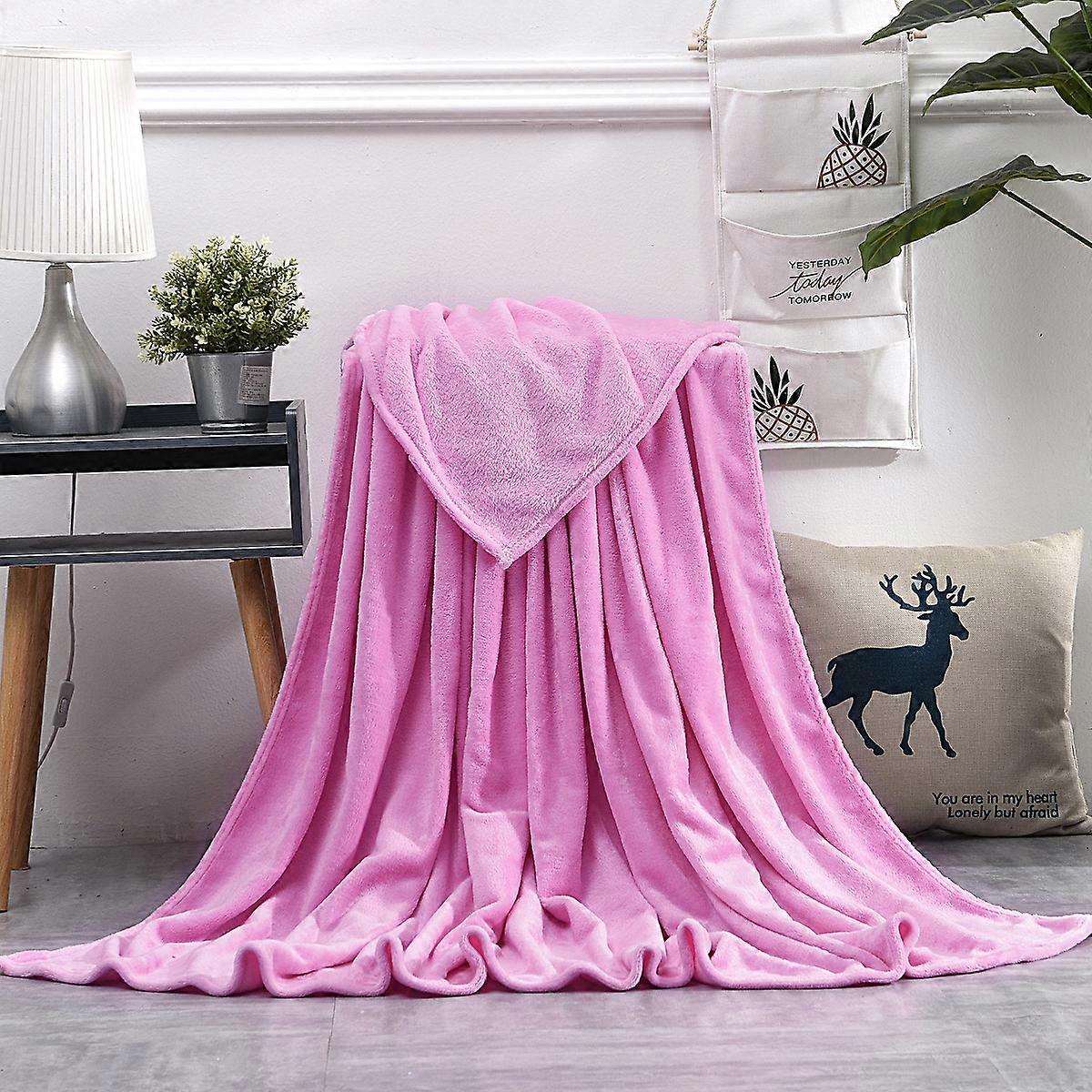 Exquisite Fluffy Comfortable Soft Flannel Blanket180*200cm-Pink
