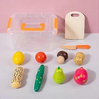 Cozinha de Ovos de Madeira Simulada - Conjunto de Frutas e Legumes para Cortar - Brinquedo Educativo Montessori para Crianças