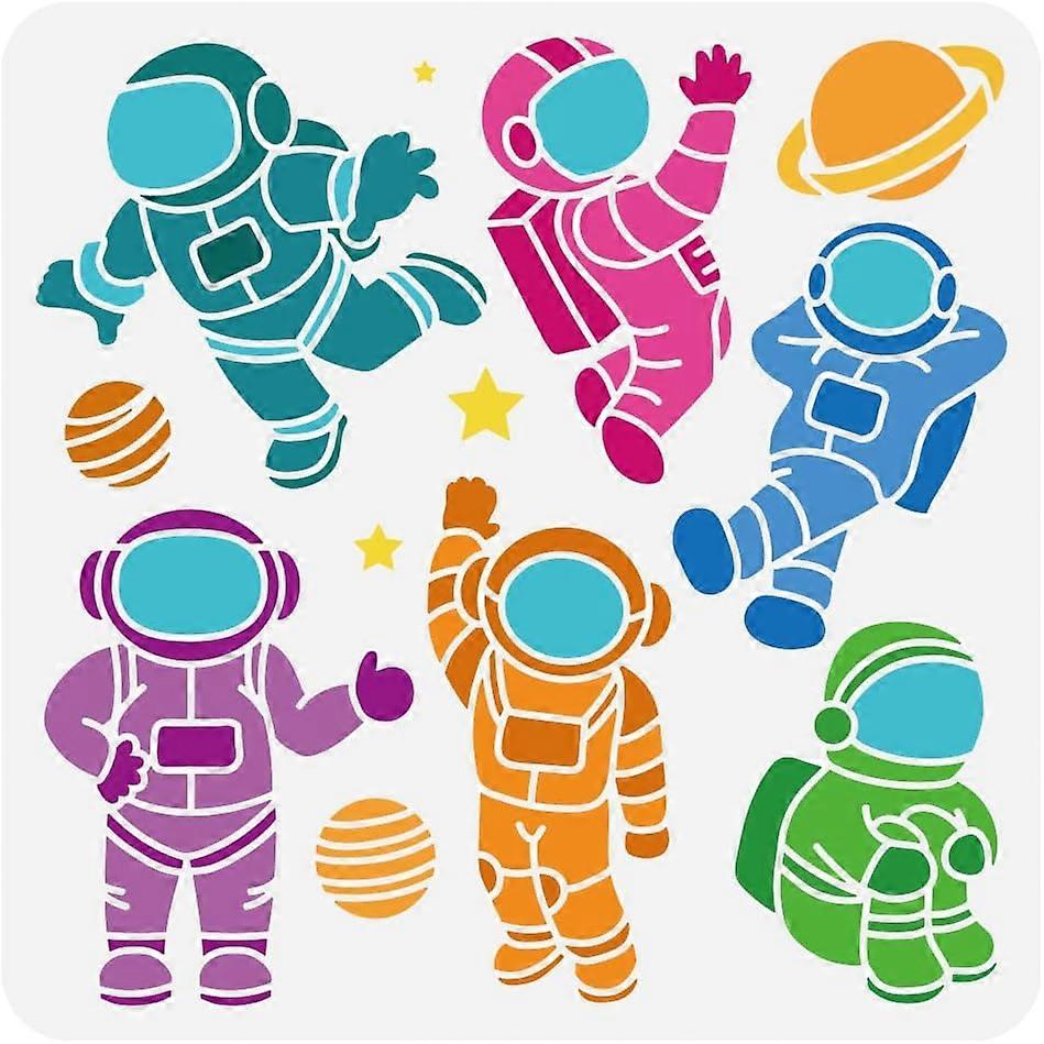 Astronaut Stencil for Painting 11.8x11.8 inch Spaceman Stencil Planet Template Star Stencil Science Fiction Theme Stencil for Painting on Wood Canvas 