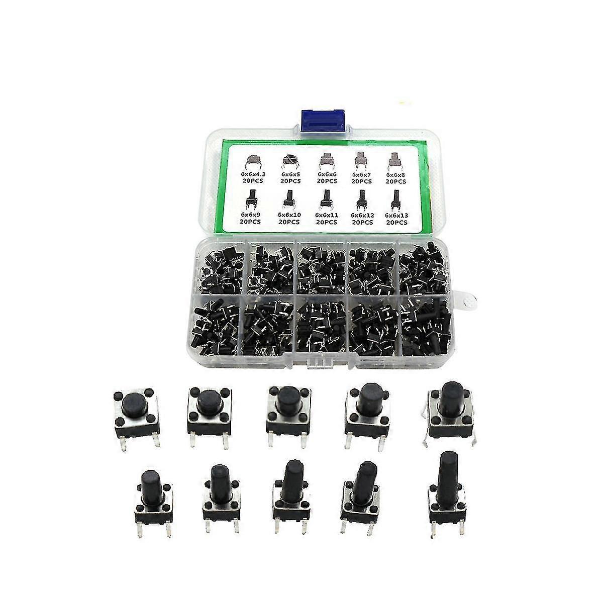 200pcs Light Touch Button Key Switch Box Set 10 Kinds Of Specifications