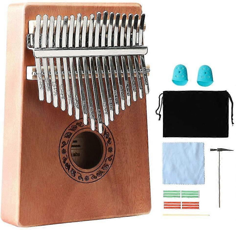 kalimba thumb piano 17 keys with study instruction and tune hammer portable mbira sanza