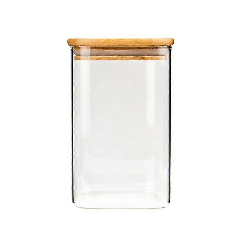 square glass jar grain canister sealed food storage container for loose tea coffee bean (750ml)