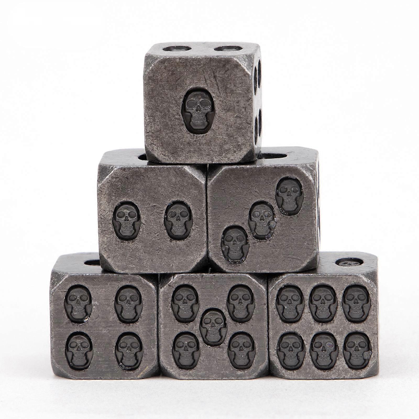 6pcs Halloween Skull Dices Skull Metal Dice D6 Dnd Dice Set Role Playing Polyhedral Metal Dice D6 Table Games Rpg D&d Dice Set