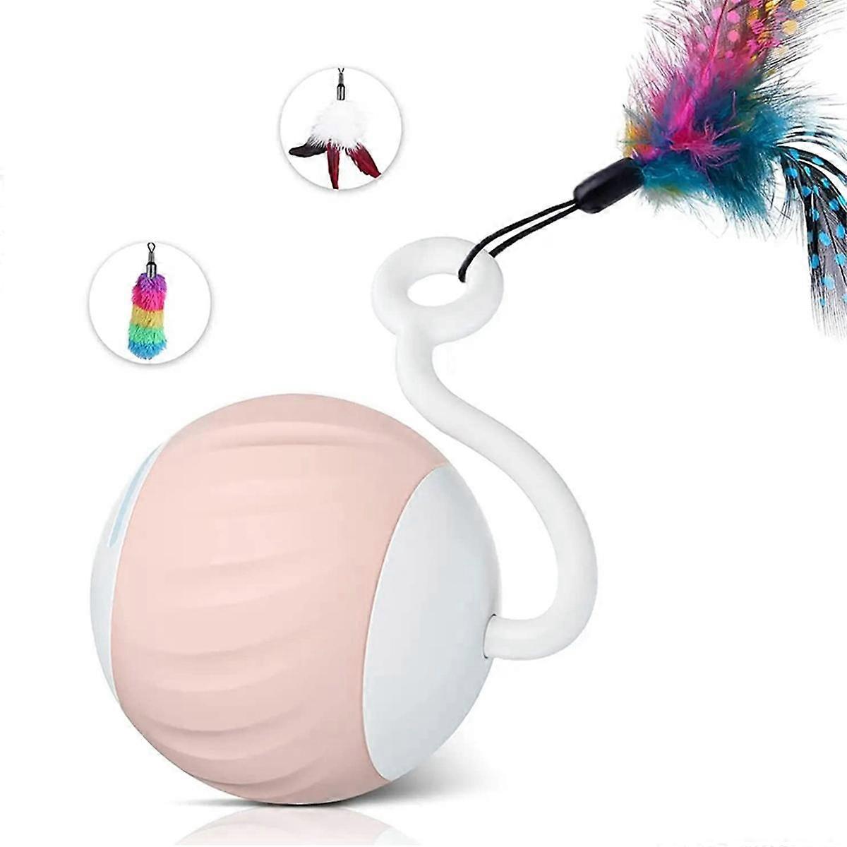 Interactive Cats Toy Ball with LED Rainbow Lights, Feathers, Touch Control and Sound Control