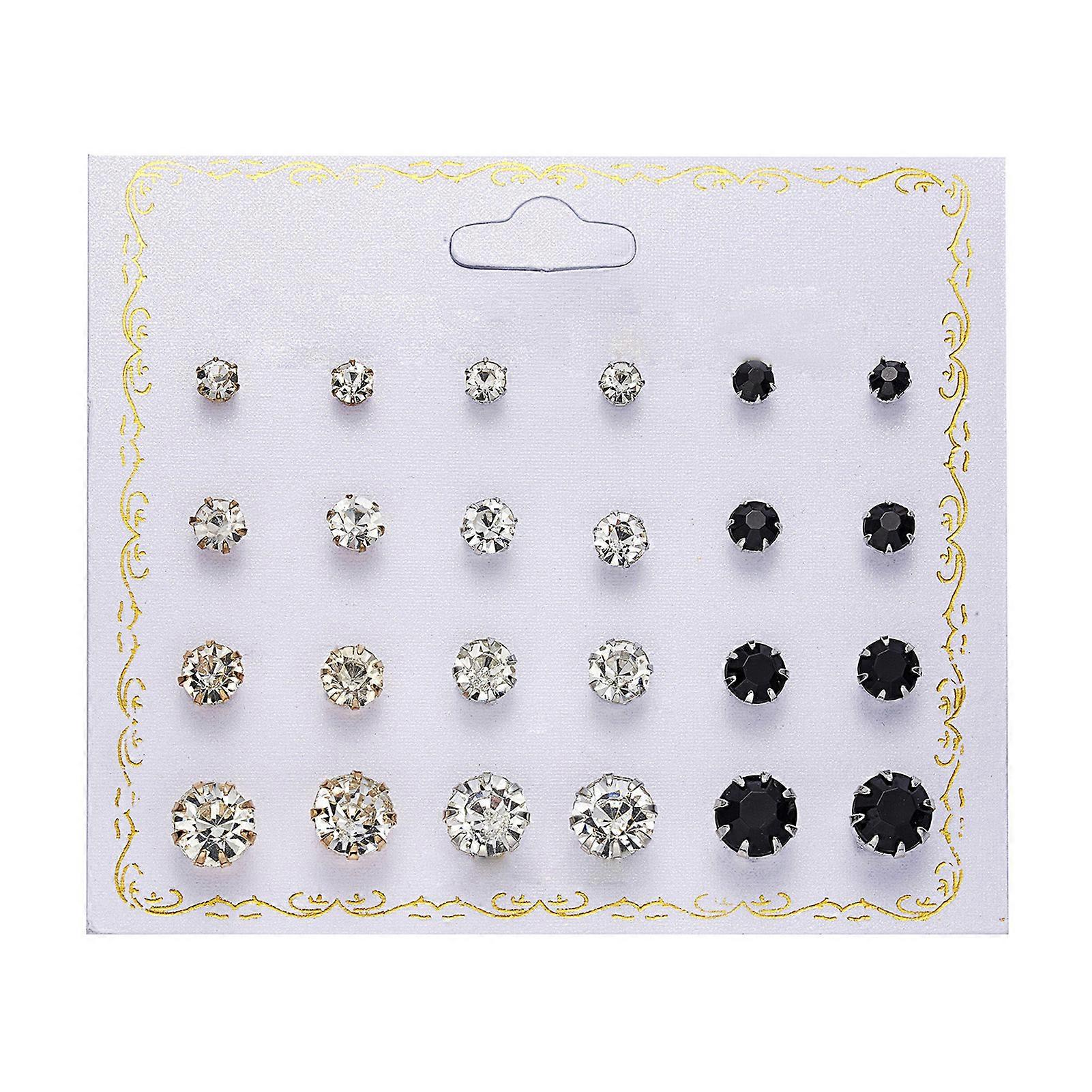 12 Paires Mode Zircons Fleur Perle Boucles D’oreilles Ensemble All-match Délicate Déclaration Boucle D’oreille pour Femmes Fille