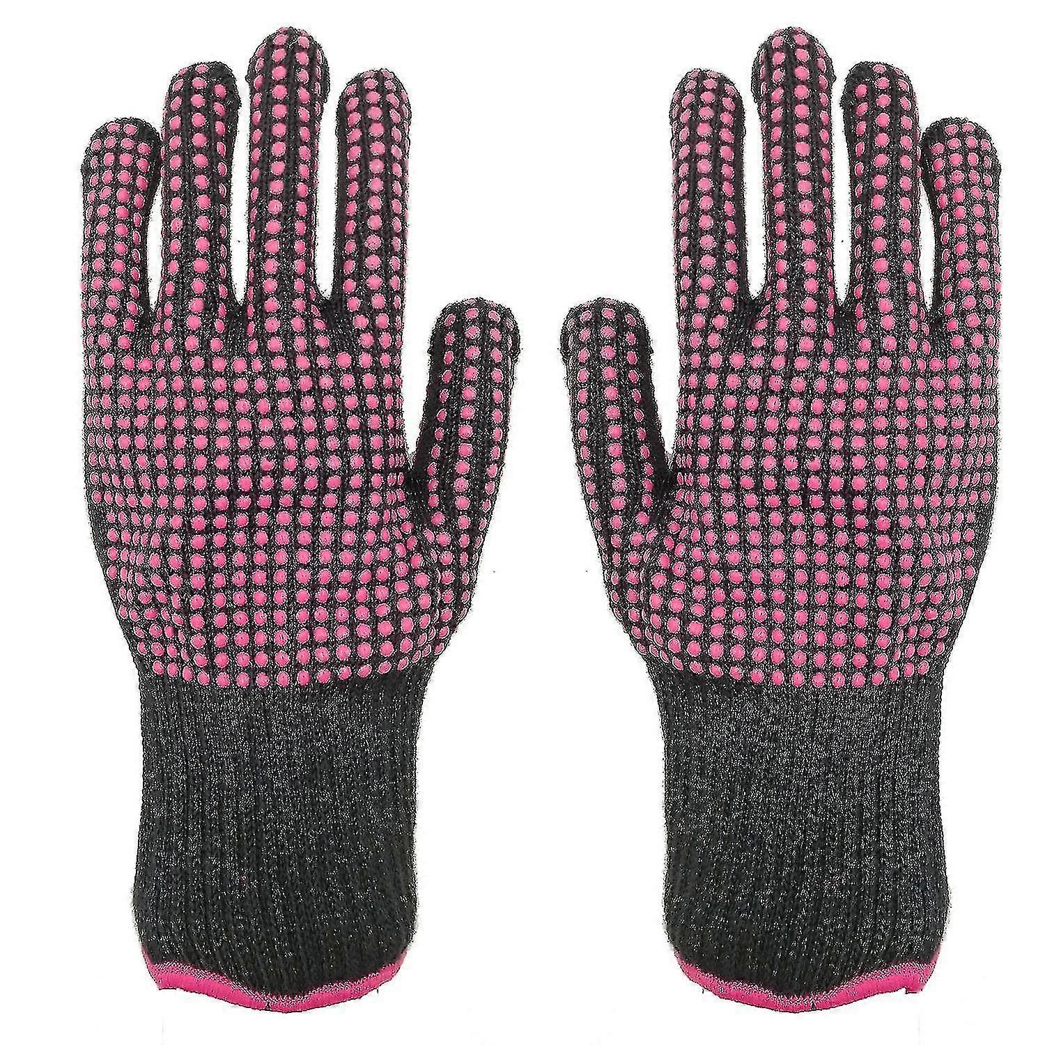 Anti Scalding Gloves Double Sided Silicone Rose Red Dot Beads
