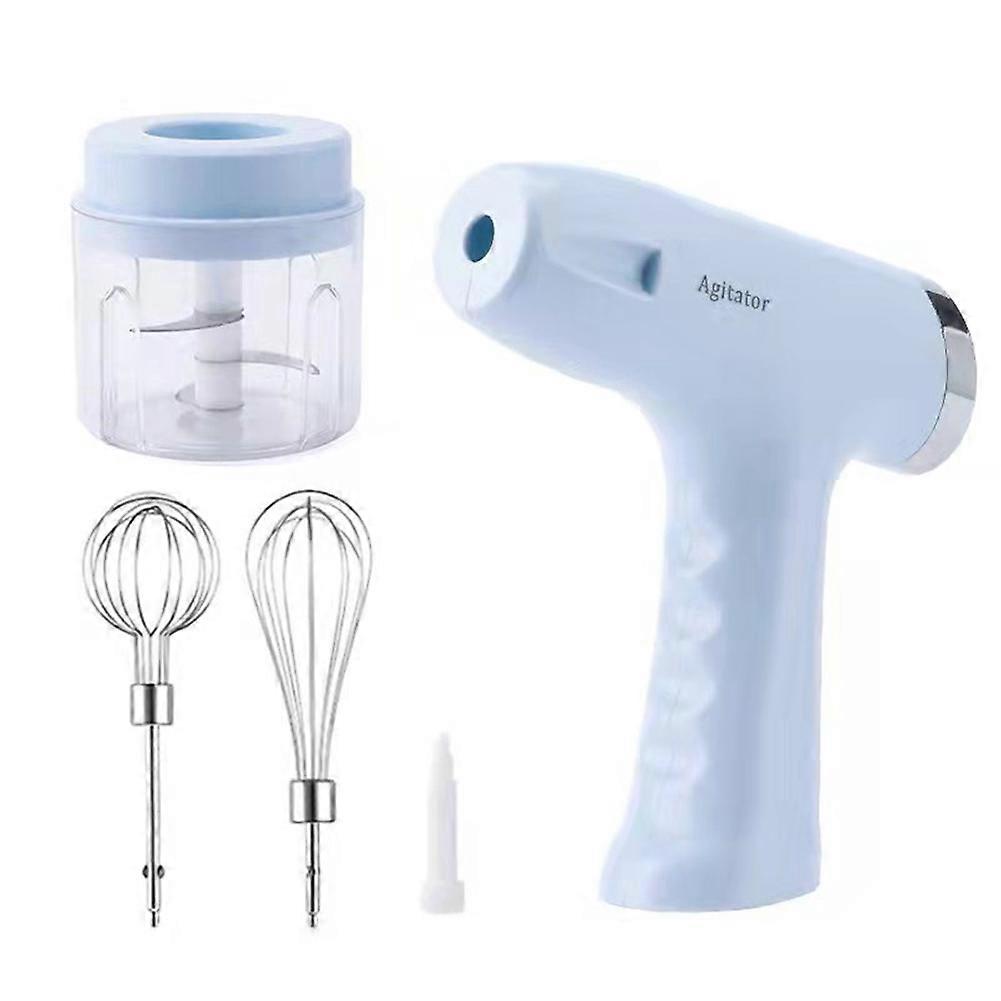 Electric Garlic Chopper Masher Whisk Egg Beater Mixer Kitchen Handheld Automatic Frother Foamer Blu