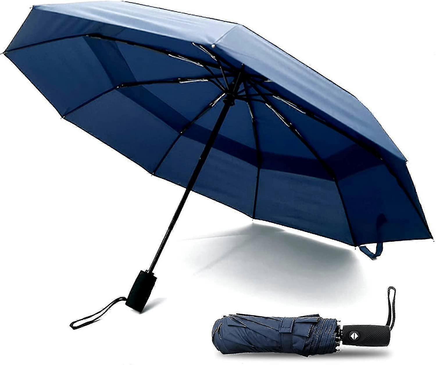 Folding Umbrella Auto Open Close 10 Ribs Ergonomic Handle, Waterproof Travel