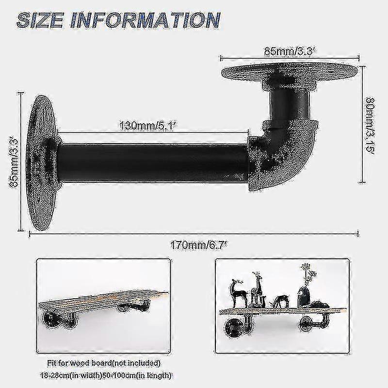 thumbnail image 2 of Industrial Pipe Shelf Brackets For 8 10 12 Inch Shelves, Black Metal L-shaped Pipe Floating Shelf Bracket Rustic Farmhouse Vintage Style Heavy Duty 2 of 12