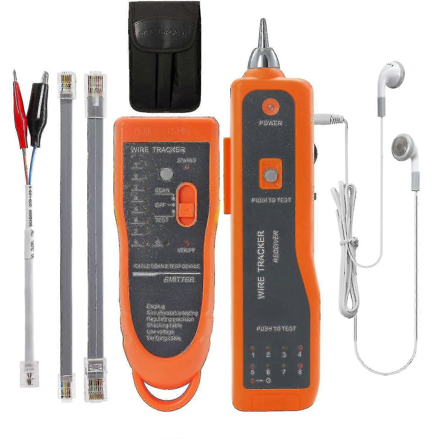 Lan Cable Tester Signal Transmission Distance 1-3000m Rj11 Rj45 Network Wire Tracker( Color : Orange )