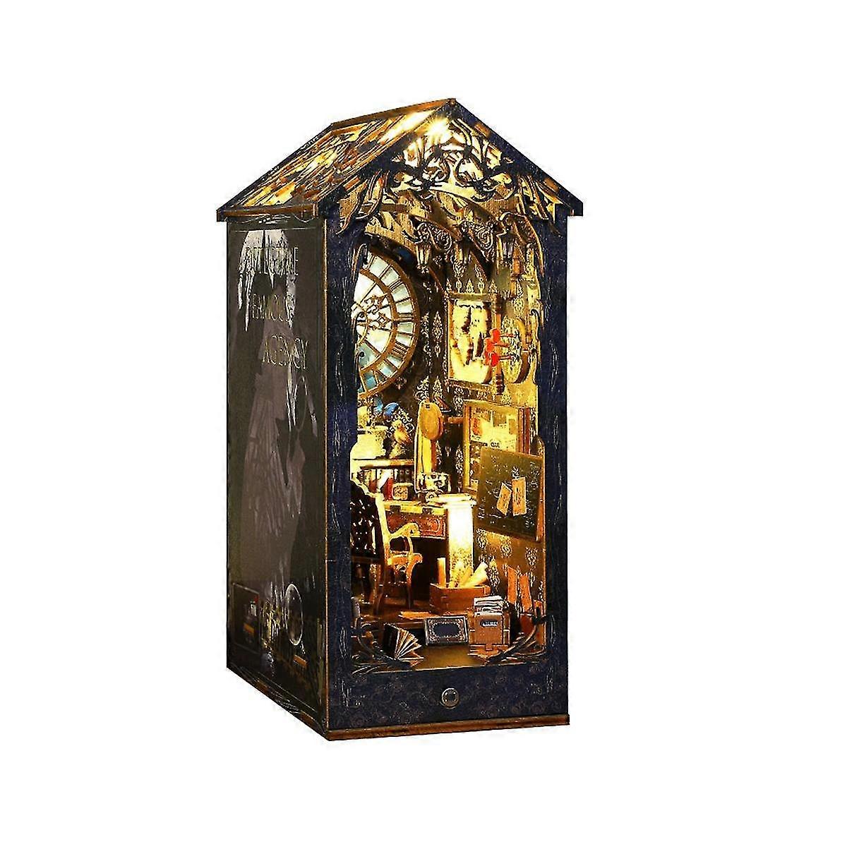 Diy Book Nook Kit, Diy Booknook Bookshelf Insert Decor Alley, With Lights, 3d Wooden Puzzle Decorat