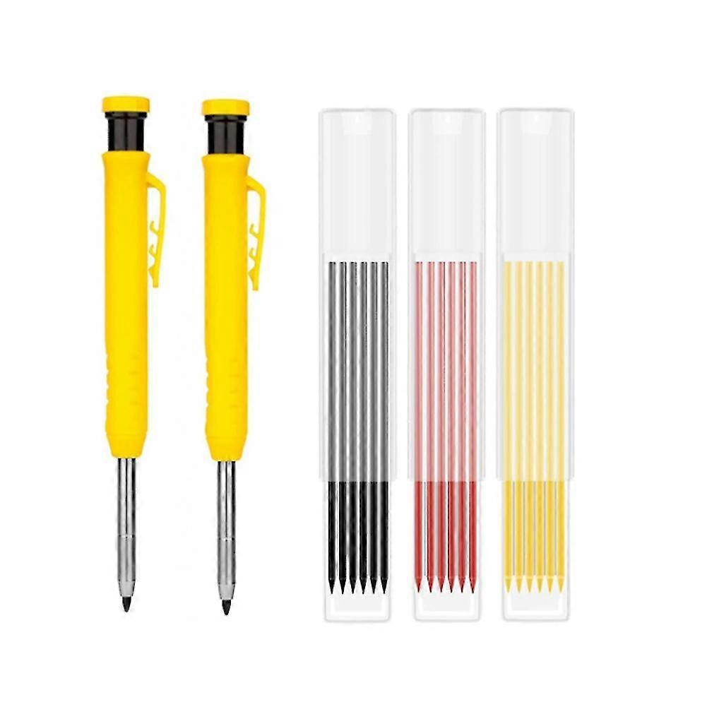 2 Pieces Solid Carpenter Pencil, With Automatic Pencil Sharpener Carpentry Pencil Set Including 18 P