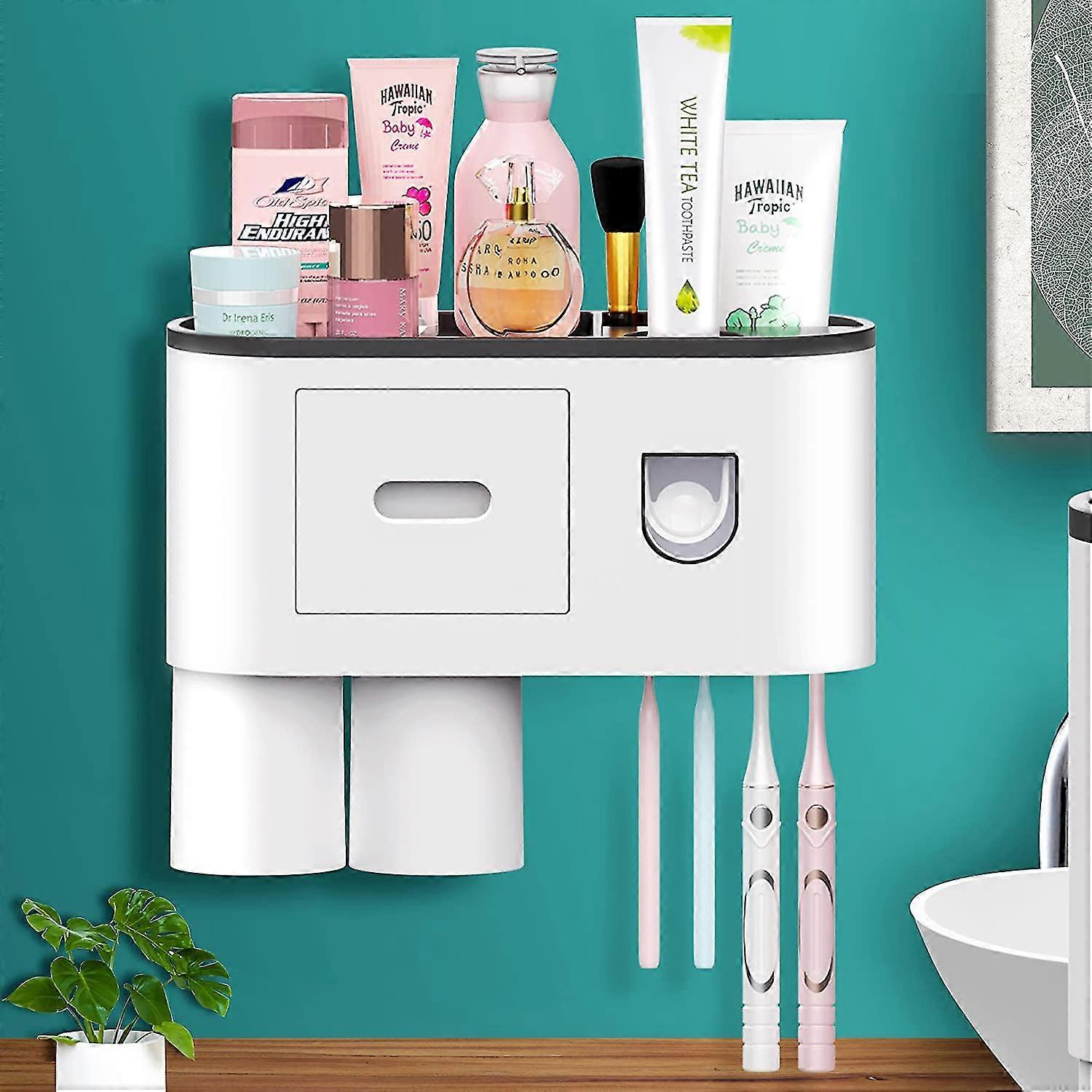 Wall Mounted With Toothbrush Holder (2 Cups)