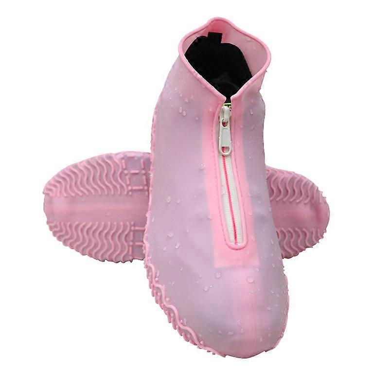 Waterproof shoe covers with zipper - Large - - Pink L(39-42)