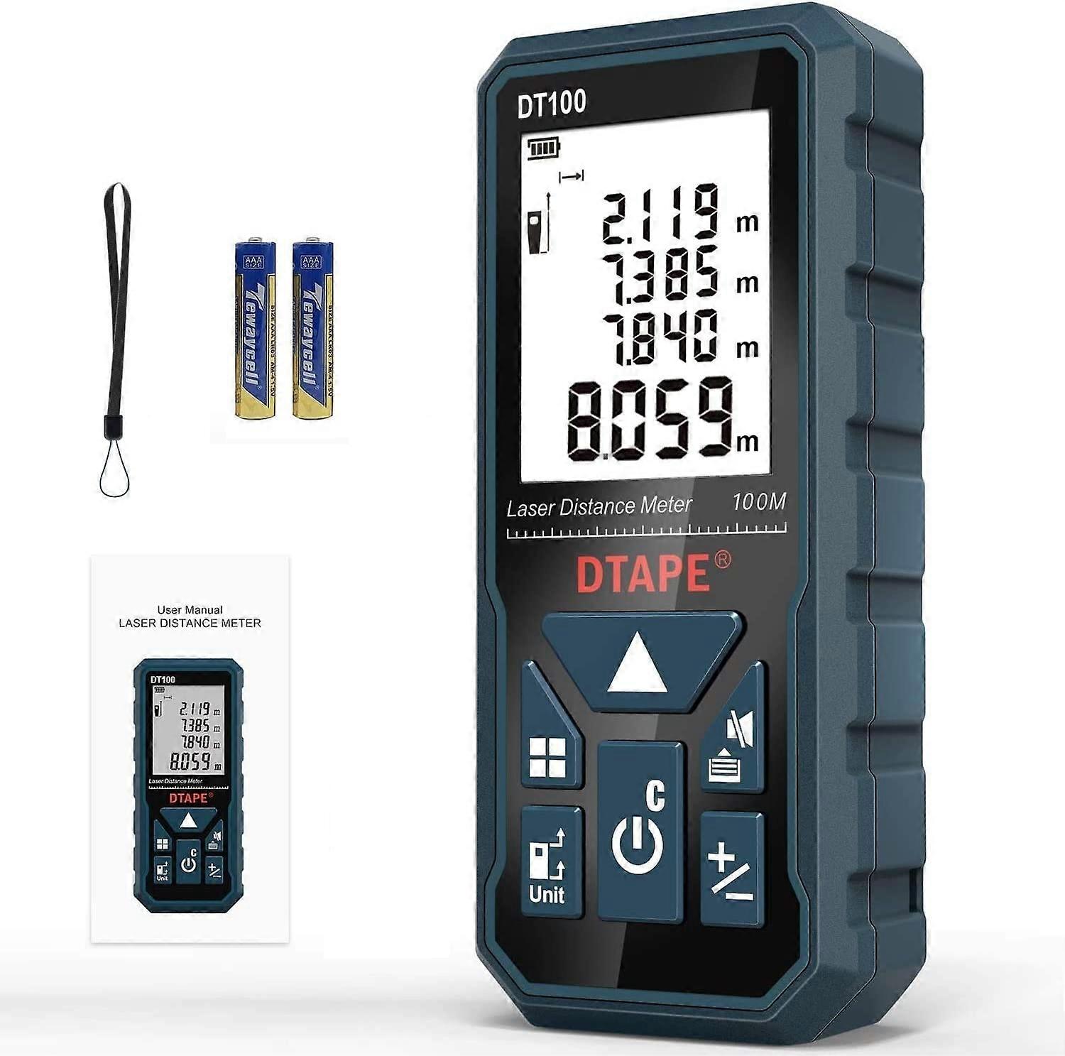 Laser Distance Meter 100m,DT100 Portable Handle Digital Laser
