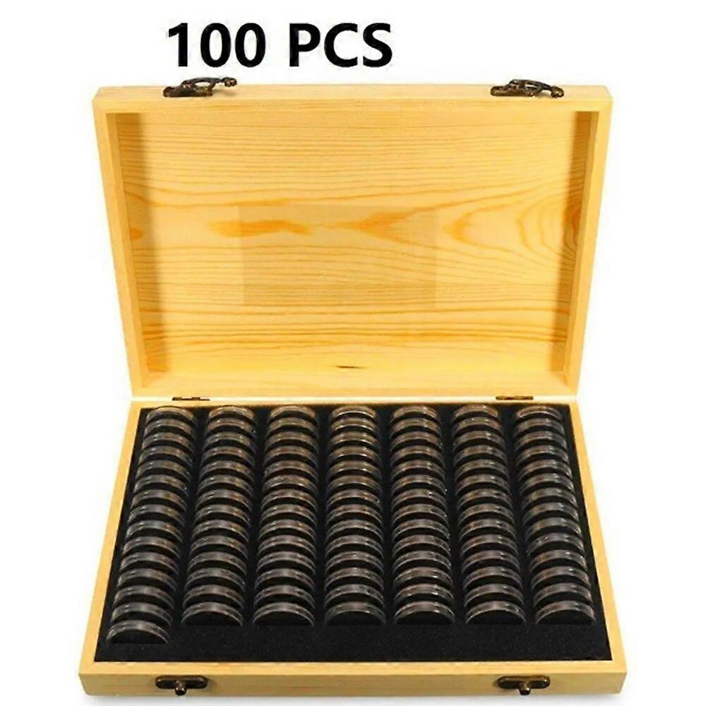 Solid Wood Commemorative Coin Storage Box Collection Display Box Case For Collectible Coin With  Acrylic Transparent Accommodate