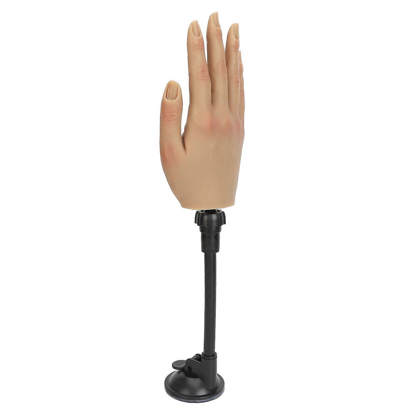 Pair of Nail Art Training Hand with Stand False Nails Bendable Silicone Fake Hand Model for Manicure Tattoo Practice