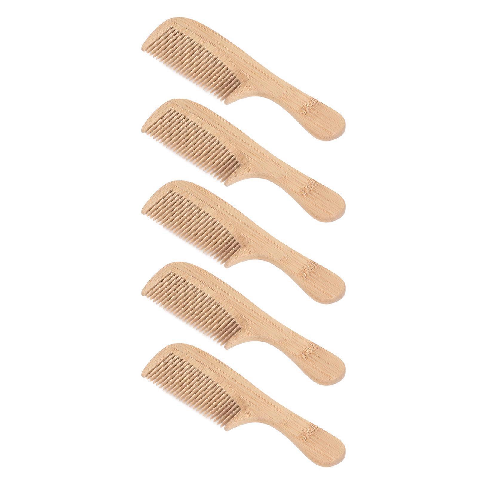 5pcs Bamboo Hair Comb Anti Statics Round Teeth Fragrance Wide Tooth Bamboo Comb for Salon