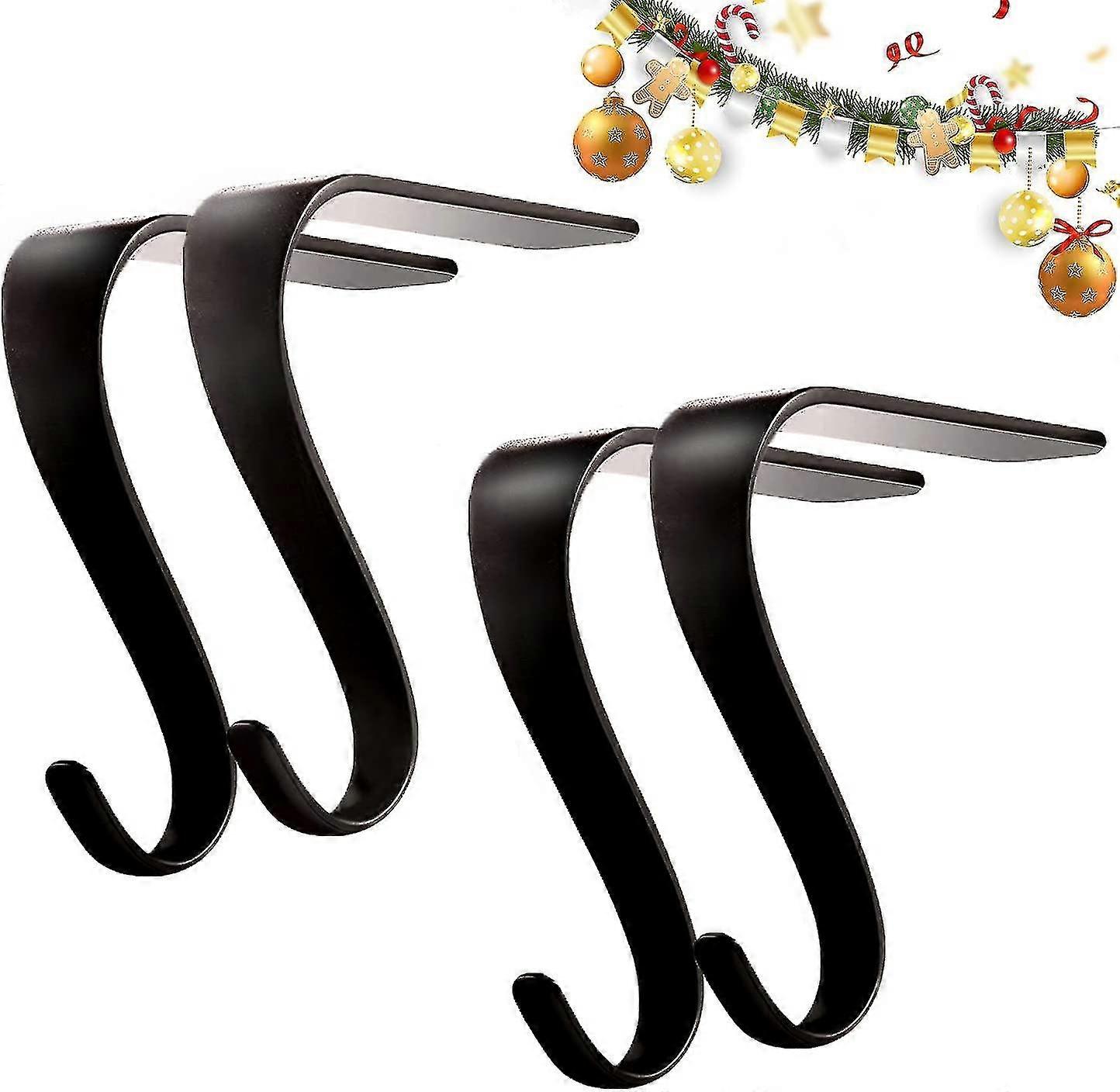 Christmas Stocking Holders Metal Fireplace Stocking Hook Garland Mantle Hook For Christmas Decoration (4 Pack)