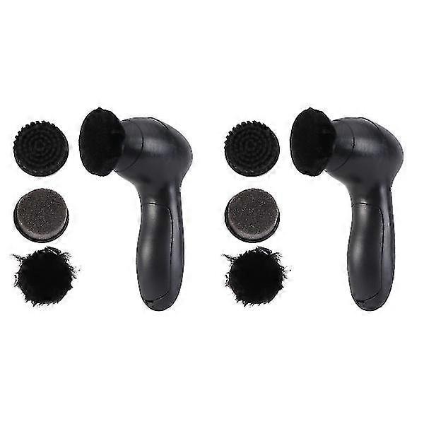 2 Sets Electric Shoe Polisher With Brushes Leather Shoes Care Machine (black)