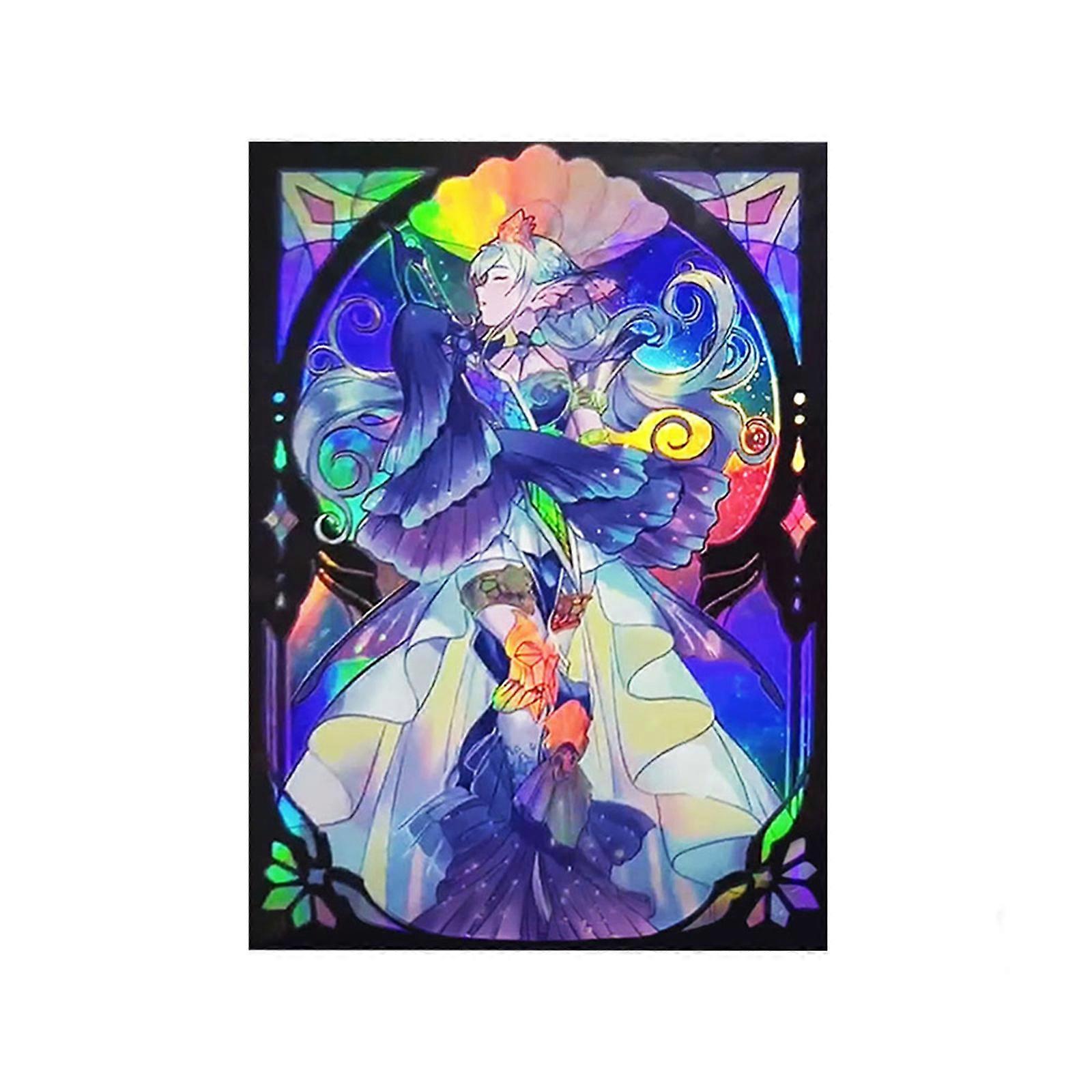 6390mm 50 PCS Holographic Flashing Anime Card Sleeves for YGO/TCG Top Loading Board Game Card Protector